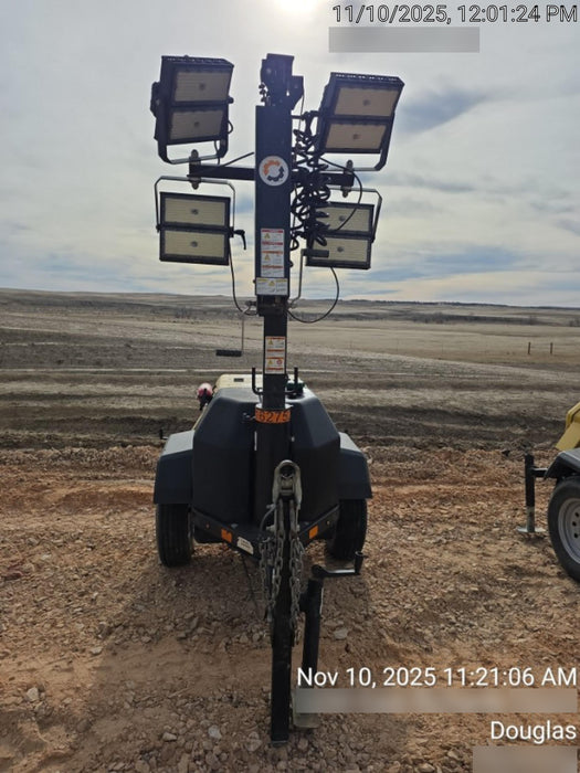 2021 Allmand NLV3GR (4) LED Light Fixture 350W, 23' Vertical Mast, 3kW Prime, Towable, Deep Sea L401, Leveling Jacks, Yanmar T4F 5.8hp