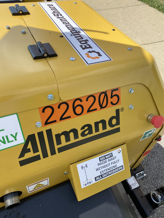 2022 Allmand NLV3GR (4) LED Light Fixture 350W, 23' Vertical Mast, 3kW Prime, Towable, Deep Sea L401, Leveling Jacks, Yanmar T4F 5.8hp