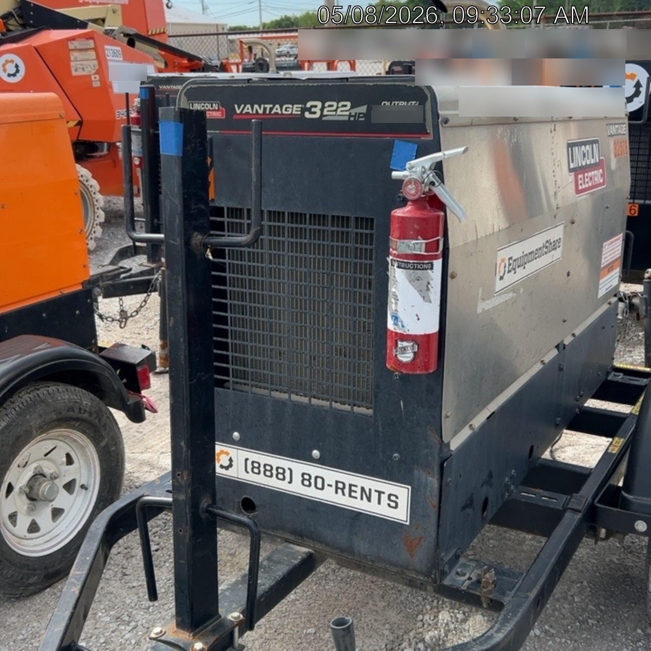 2019 Lincoln Electric Vantage 322 Welder Ready-Pak 3, Two wheel trailer, Fender and Light kit, Cable Rack