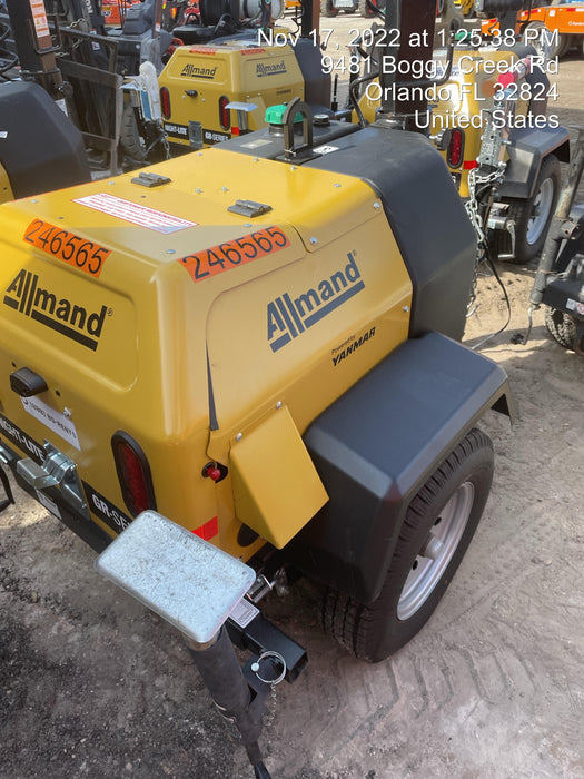 2022 Allmand NLV3GR (4) LED Light Fixture 350W, 23' Vertical Mast, 3kW Prime, Towable