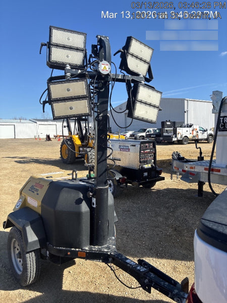 2022 Allmand NLV3GR (4) LED Light Fixture 350W, 23' Vertical Mast, 3kW Prime, Towable, Deep Sea L401, Leveling Jacks, Yanmar T4F 5.8hp