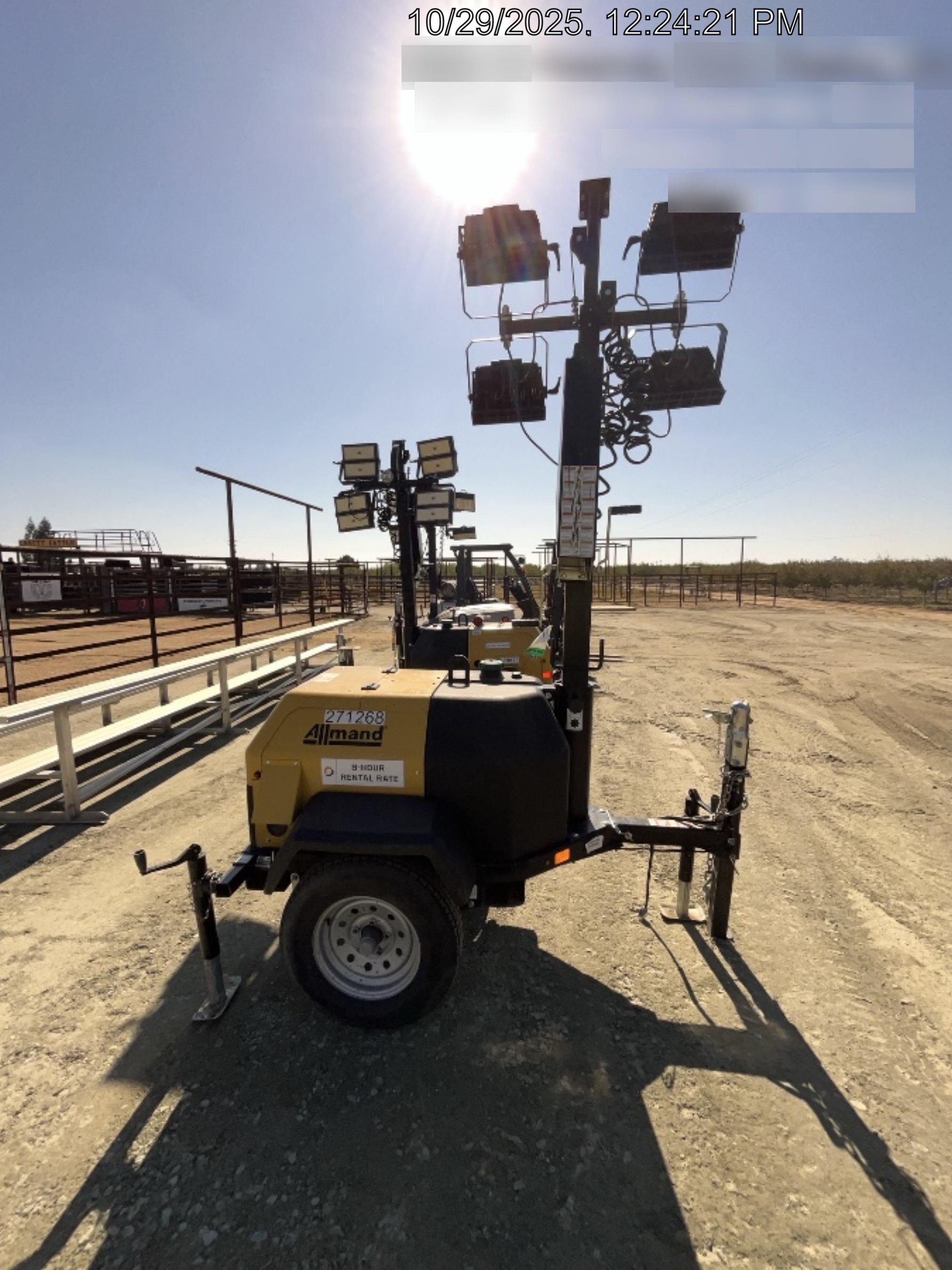 2022 Allmand NLV3GR (4) LED Light Fixture 350W, 23' Vertical Mast, 3kW Prime, Towable, ES Decals, T3