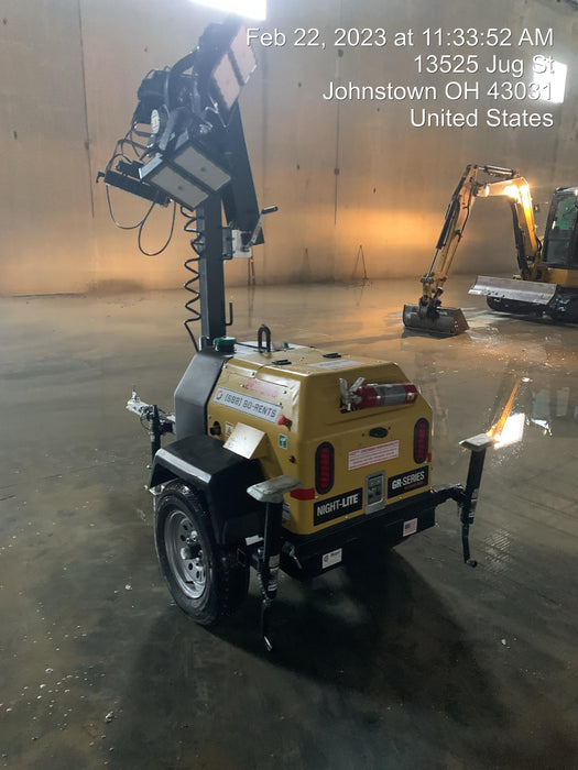 2022 Allmand NLV3GR (4) LED Light Fixture 350W, 23' Vertical Mast, 3kW Prime, Towable, ES Decals, T3