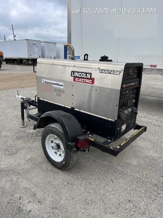 2019 Lincoln Electric Vantage 322 Welder Ready-Pak 3, Two wheel trailer, Fender and Light kit, Cable Rack