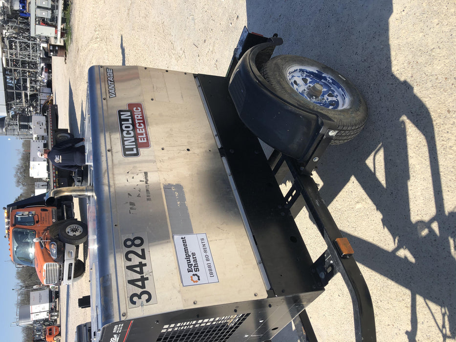 2019 Lincoln Electric Vantage 322 Welder Ready-Pak 3, Two wheel trailer, Fender and Light kit, Cable Rack