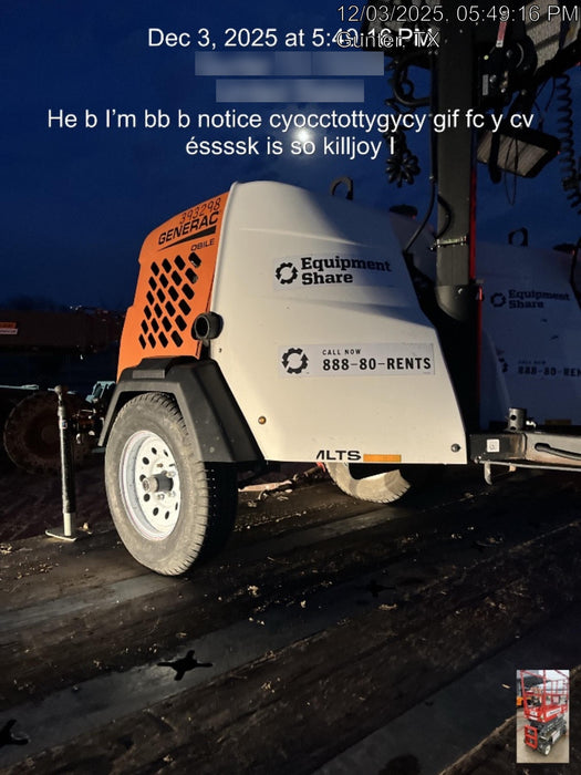 2024 Generac MLT2 Diesel, Flex Switch 120V Input, Powerzone Controller, 
(4) 320W LED Lights, 4kW Generator, 39.9 Gal Fuel Tank, 2" Ball, T3