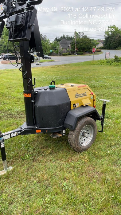 2022 Allmand NLV3GR (4) LED Light Fixture 350W, 23' Vertical Mast, 3kW Prime, Towable