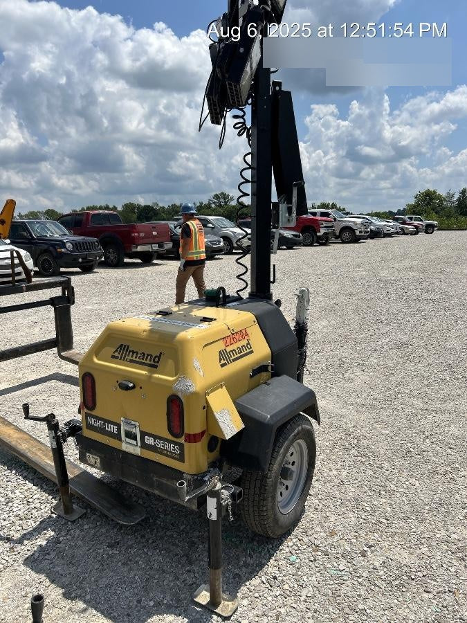 2022 Allmand NLV3GR (4) LED Light Fixture 350W, 23' Vertical Mast, 3kW Prime, Towable, Deep Sea L401, Leveling Jacks, Yanmar T4F 5.8hp