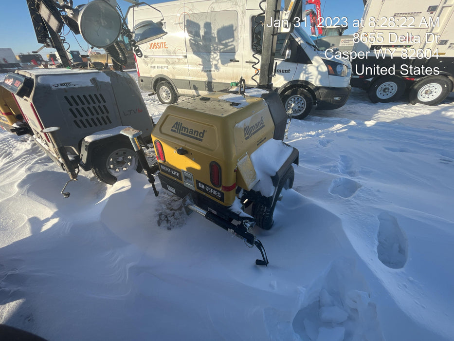 2022 Allmand NLV3GR (4) LED Light Fixture 350W, 23' Vertical Mast, 3kW Prime, Towable, ES Decals, T3 no