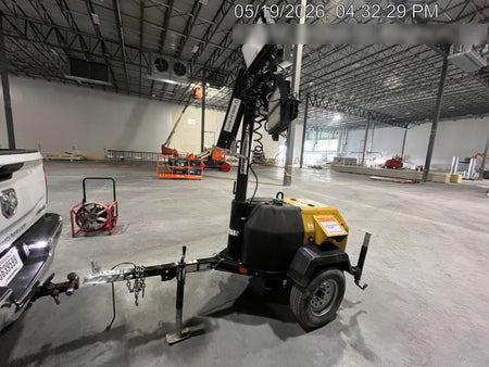 2022 Allmand NLV3GR (4) LED Light Fixture 350W, 23' Vertical Mast, 3kW Prime, Towable, Deep Sea L401, Leveling Jacks, Yanmar T4F 5.8hp