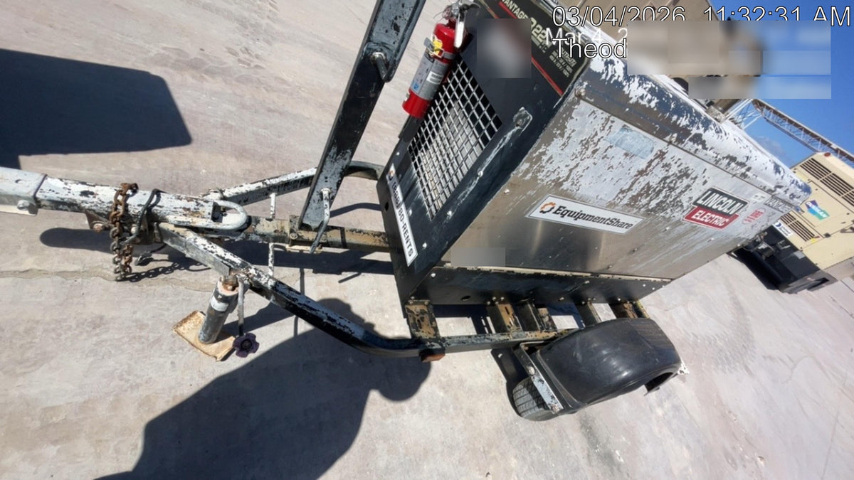 2019 Lincoln Electric Vantage 322 Welder Ready-Pak 3, Two wheel trailer, Fender and Light kit, Cable Rack