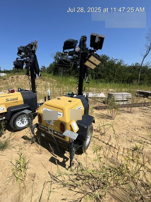 2021 Allmand NLV3GR (4) LED Light Fixture 350W, 23' Vertical Mast, 3kW Prime, Towable, Deep Sea L401, Leveling Jacks, Yanmar T4F 5.8hp