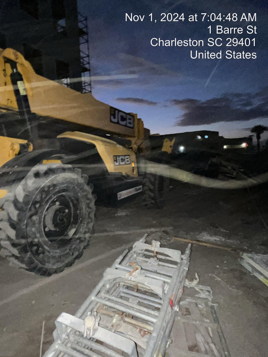 2019 JCB 510-56 Open ROPS, 74 HP, Solid Tires, Worklights, Beacon, Aux Hydraulics, Lifting Eye w/60" Carriage/60" Forks