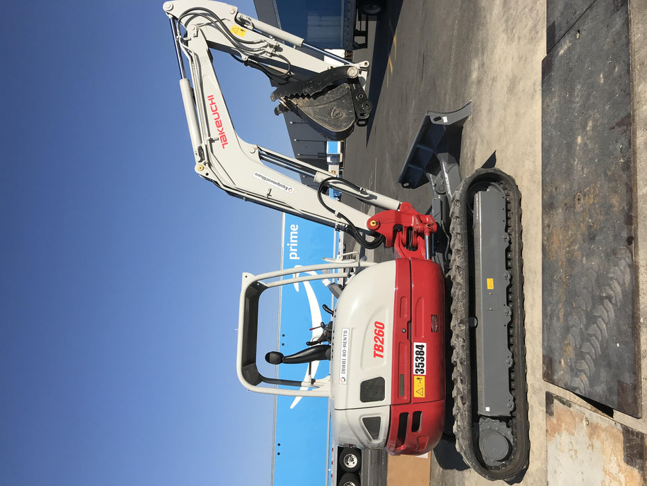 2019 Takeuchi TB260 Canopy, Standard Blade, Auxiliary hydraulics Manual QC, Hydraulic thumb, 12" ,18", 24" Bucket
