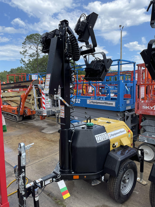 2022 Allmand NLV3GR (4) LED Light Fixture 350W, 23' Vertical Mast, 3kW Prime, Towable, Deep Sea L401, Leveling Jacks, Yanmar T4F 5.8hp