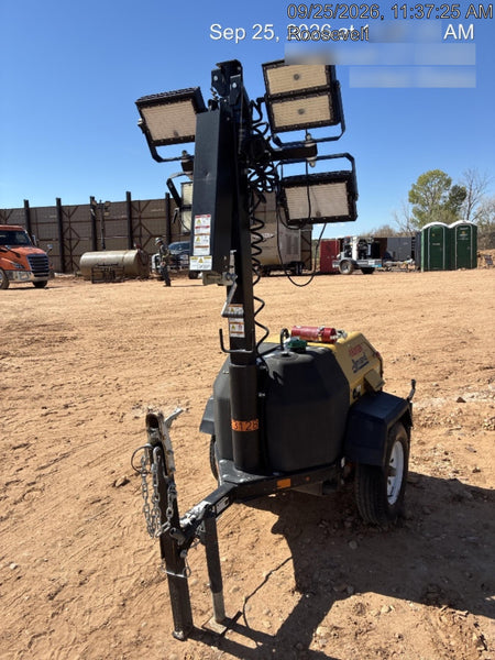 2022 Allmand NLV3GR (4) LED Light Fixture 350W, 23' Vertical Mast, 3kW Prime, Towable, ES Decals, T3
