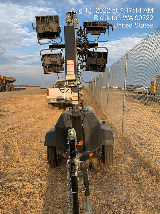 2021 Allmand NLV3GR (4) LED Light Fixture 350W, 23' Vertical Mast, 3kW Prime, Towable, Deep Sea L401, Leveling Jacks, Yanmar T4F 5.8hp