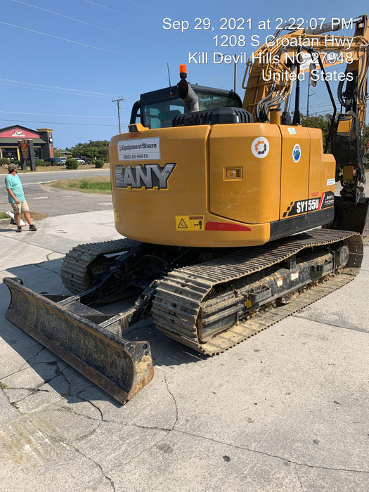 2020 Sany SY155U Rubber Tracks, Front Blade