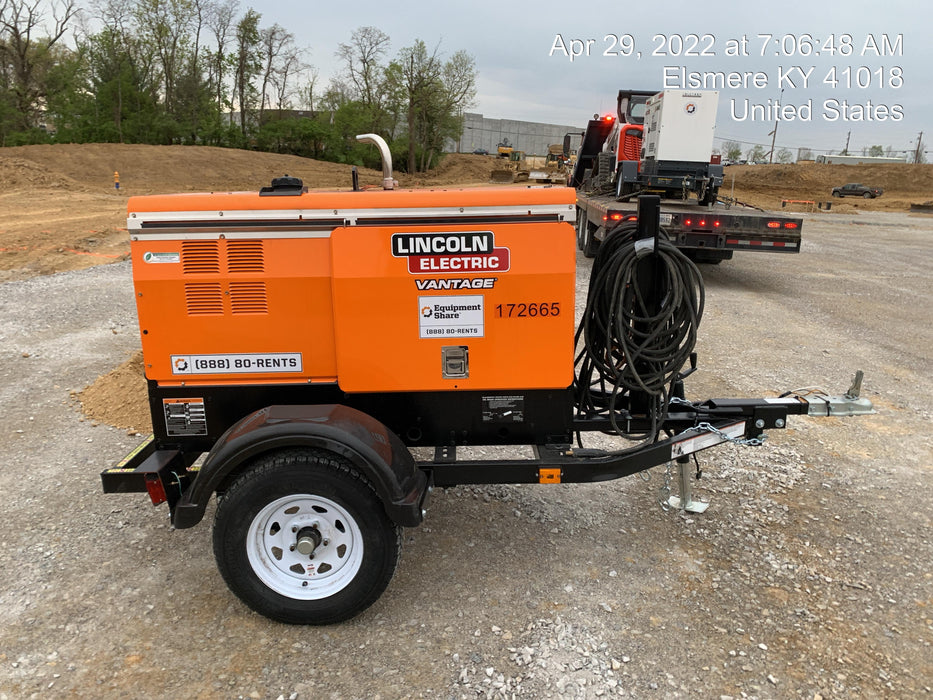 2021 Lincoln Electric Vantage 322 Vantage 322 Ready Pak 3 w/ Decals, ORANGE (includes trailer, cable rack, fender light kit) NO Telematics