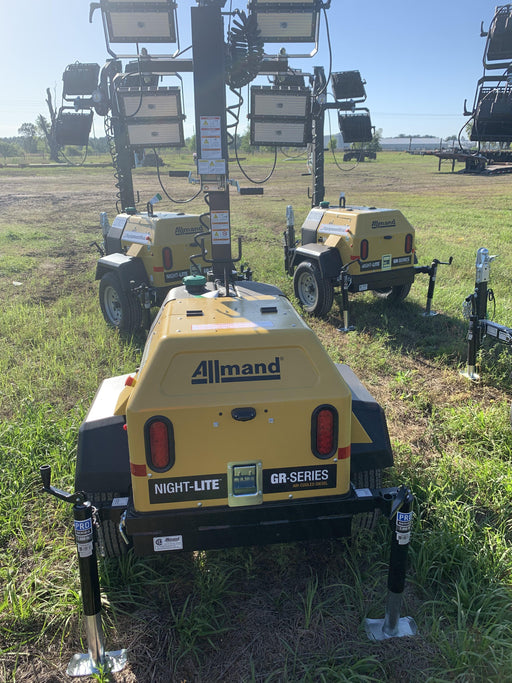 2022 Allmand NLV3GR (4) LED Light Fixture 350W, 23' Vertical Mast, 3kW Prime, Towable, Deep Sea L401, Leveling Jacks, Yanmar T4F 5.8hp