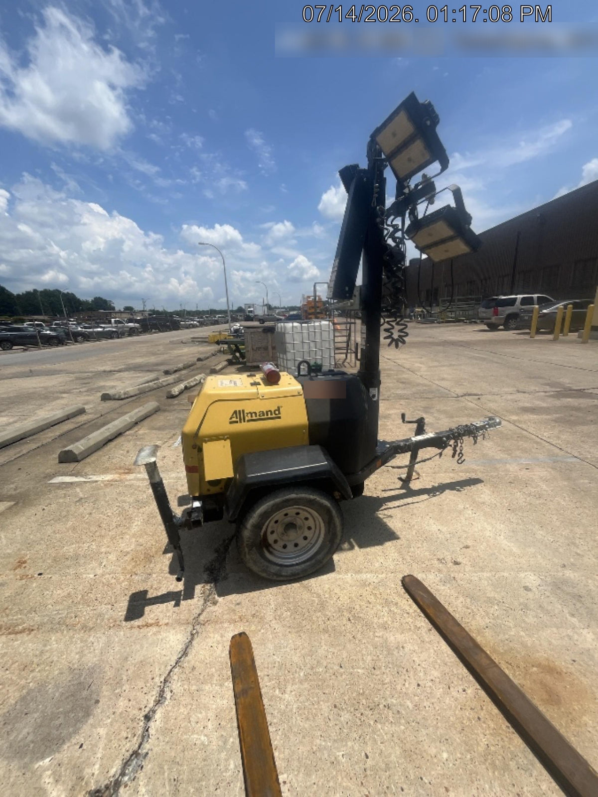 2022 Allmand NLV3GR (4) LED Light Fixture 350W, 23' Vertical Mast, 3kW Prime, Towable, Deep Sea L401, Leveling Jacks, Yanmar T4F 5.8hp