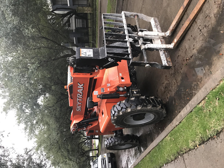 2019 Skytrak 6036 Cab/Heat/Air, Solid Tires, LED Work Lights, Beacon w/50" Carriage, 48" Pallet Forks