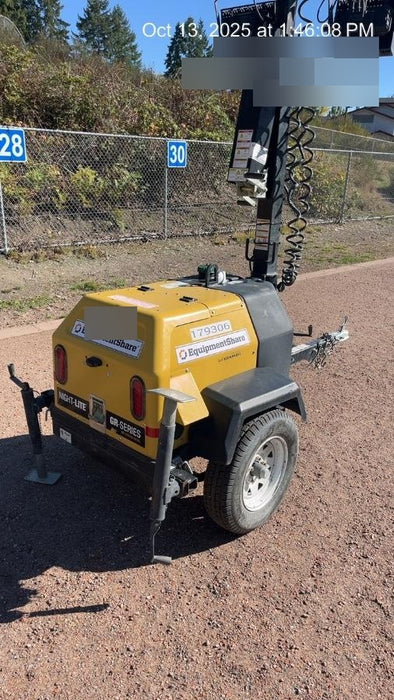 Allmand NLV3GR (4) LED Light Fixture 350W, 23' Vertical Mast, 3kW Prime, Towable, Deep Sea L401, Leveling Jacks, Yanmar T4F 5.8hp