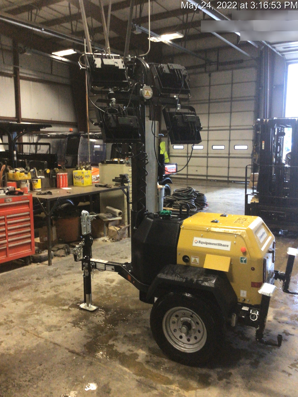 2022 Allmand NLV3GR (4) LED Light Fixture 350W, 23' Vertical Mast, 3kW Prime, Towable, Deep Sea L401, Leveling Jacks, Yanmar T4F 5.8hp