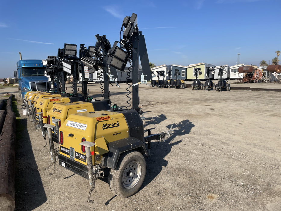 2022 Allmand NLV3GR (4) LED Light Fixture 350W, 23' Vertical Mast, 3kW Prime, Towable, ES Decals, T3