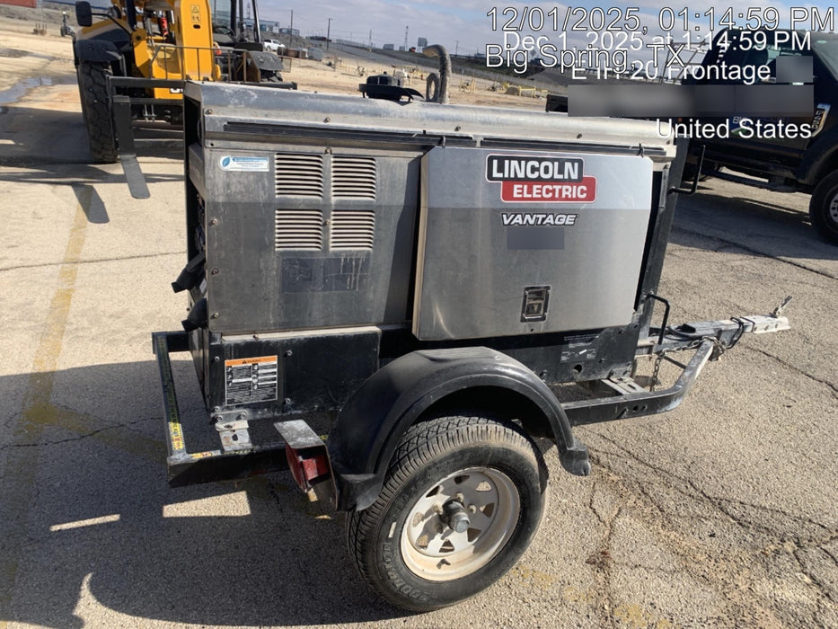 2019 Lincoln Electric Vantage 322 Welder Ready-Pak 3, Two wheel trailer, Fender and Light kit, Cable Rack