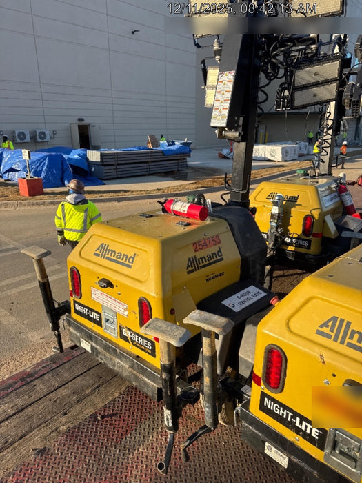 2022 Allmand NLV3GR (4) LED Light Fixture 350W, 23' Vertical Mast, 3kW Prime, Towable, ES Decals, T3