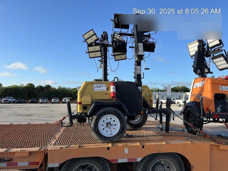 2021 Allmand NLV3GR (4) LED Light Fixture 350W, 23' Vertical Mast, 3kW Prime, Towable, Deep Sea L401, Leveling Jacks, Yanmar T4F 5.8hp