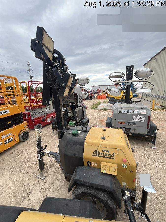 2022 Allmand NLV3GR (4) LED Light Fixture 350W, 23' Vertical Mast, 3kW Prime, Towable, Deep Sea L401, Leveling Jacks, Yanmar T4F 5.8hp