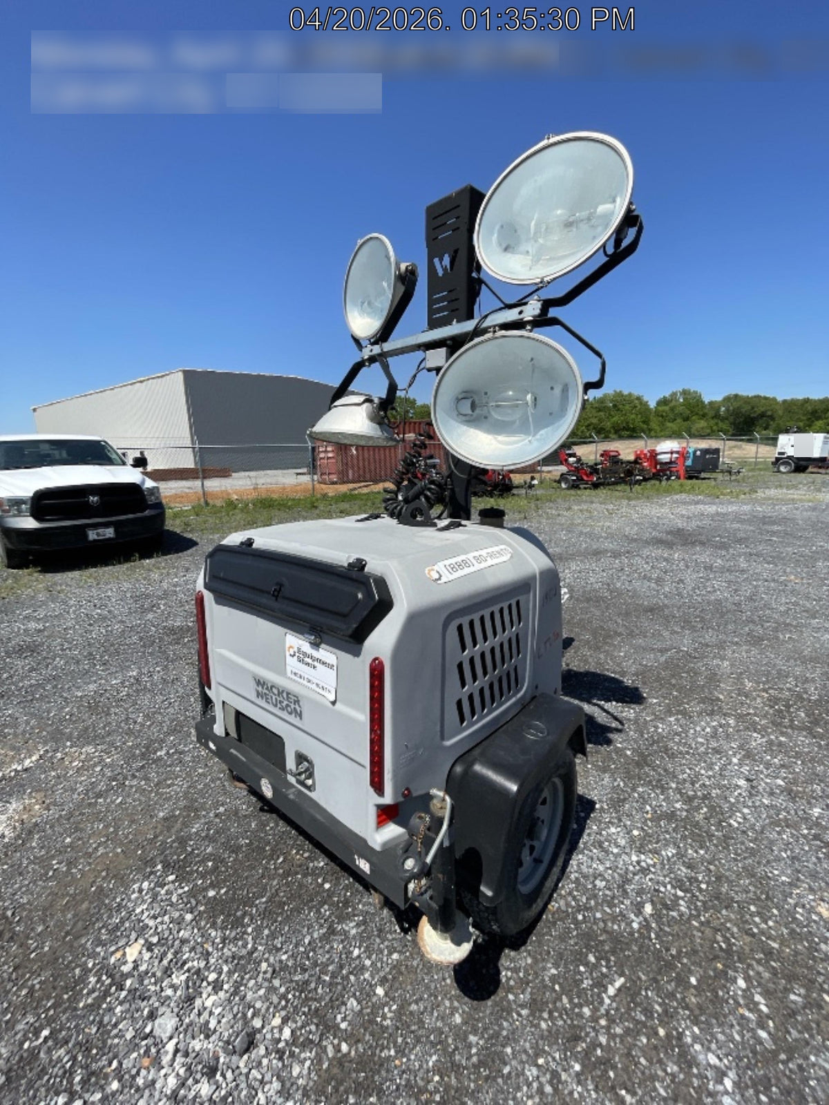 2018 Wacker Neuson LTV6L-MH Wacker Neuson LTV6L Mobile Light Tower w/Fuel Level Sensor Installed