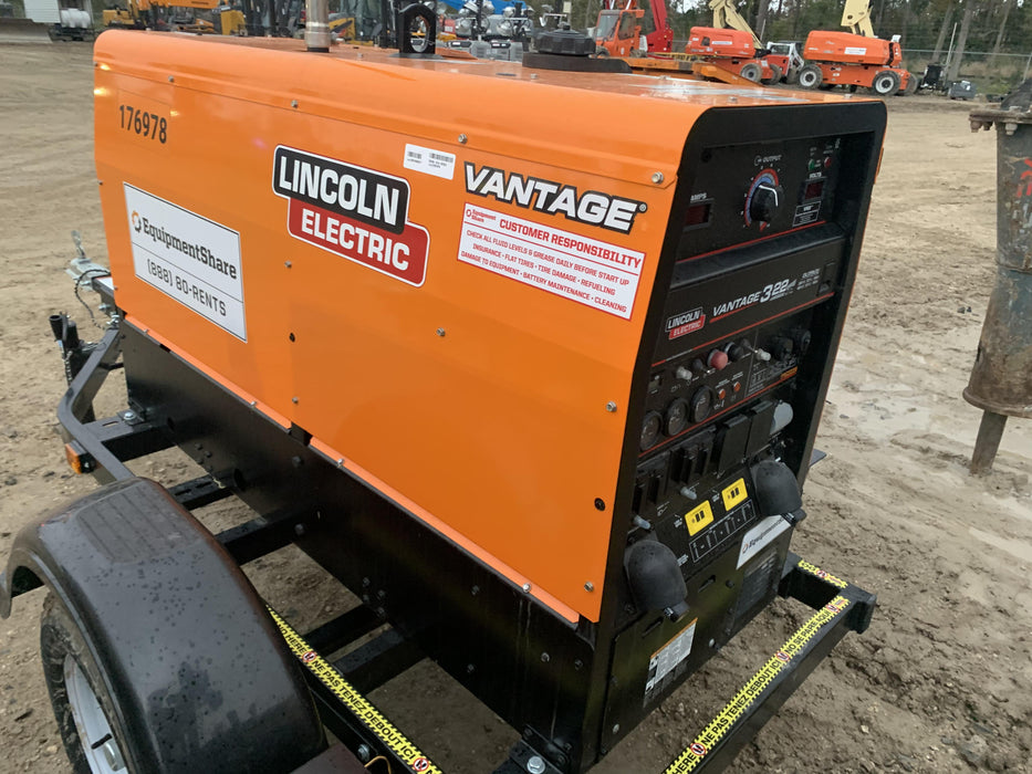 2021 Lincoln Electric Vantage 322 Vantage 322 Ready Pak 3 w/ Decals, ORANGE (includes trailer, cable rack, fender light kit) NO Telematics