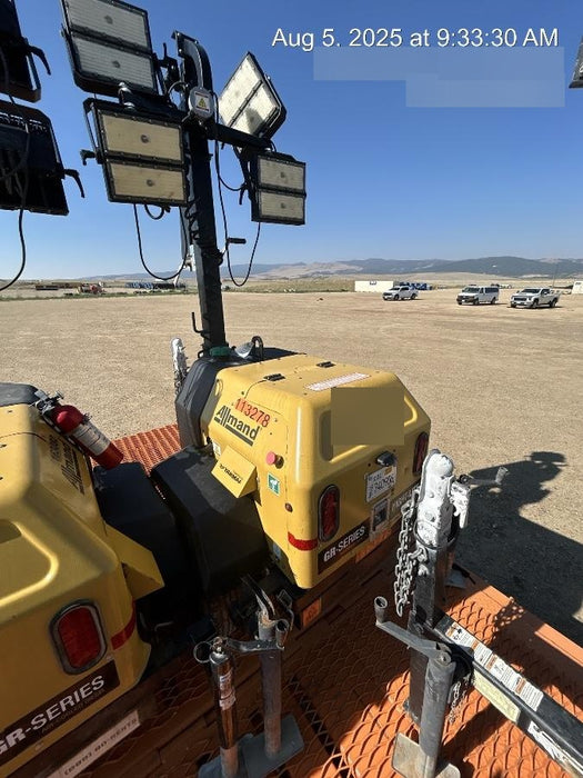 2020 Allmand NLV3GR (4) LED Light Fixture 350W, 23' Vertical Mast, 3kW Prime, Towable, Deep Sea L401, Leveling Jacks, Yanmar T4F 5.8hp