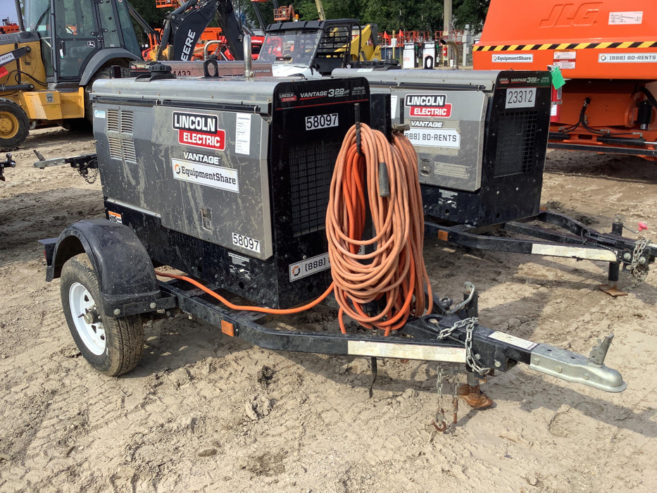 2019 Lincoln Electric Vantage 322 Welder Ready-Pak 3, Two wheel trailer, Fender and Light kit, Cable Rack