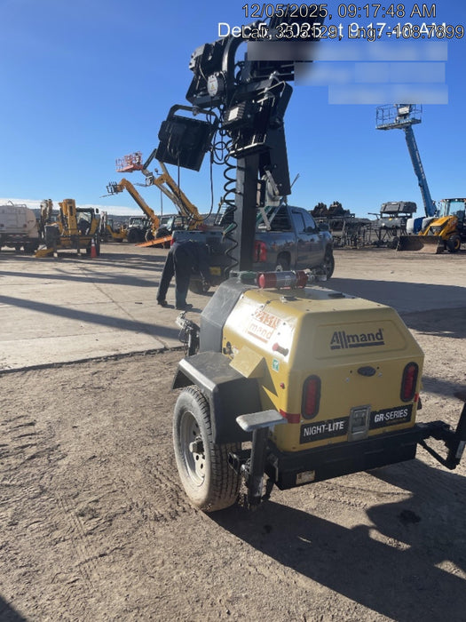 2022 Allmand NLV3GR (4) LED Light Fixture 350W, 23' Vertical Mast, 3kW Prime, Towable, Deep Sea L401, Leveling Jacks, Yanmar T4F 5.8hp