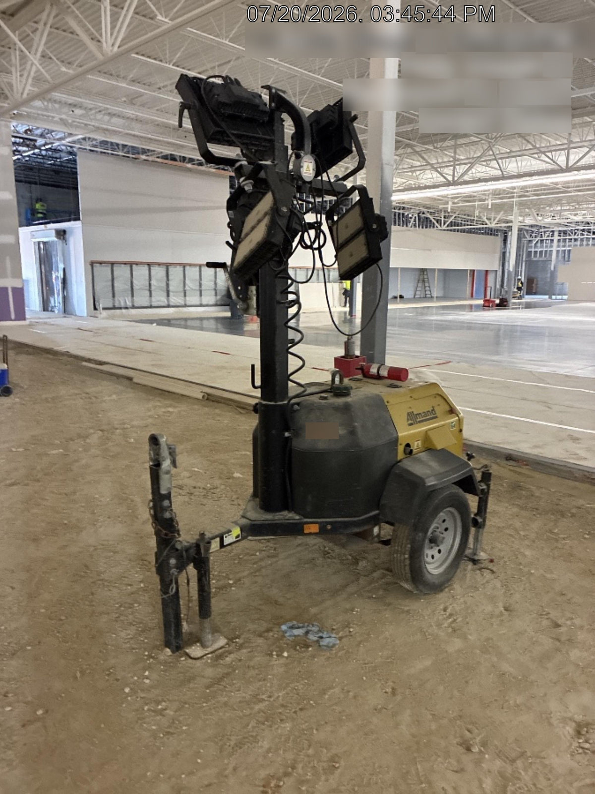 2022 Allmand NLV3GR (4) LED Light Fixture 350W, 23' Vertical Mast, 3kW Prime, Towable, Deep Sea L401, Leveling Jacks, Yanmar T4F 5.8hp