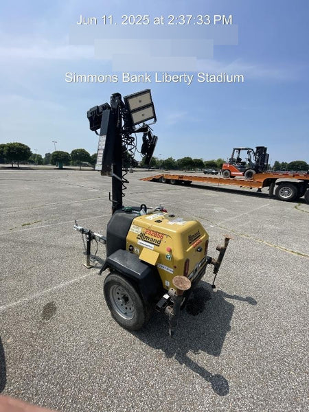 2022 Allmand NLV3GR (4) LED Light Fixture 350W, 23' Vertical Mast, 3kW Prime, Towable, Deep Sea L401, Leveling Jacks, Yanmar T4F 5.8hp