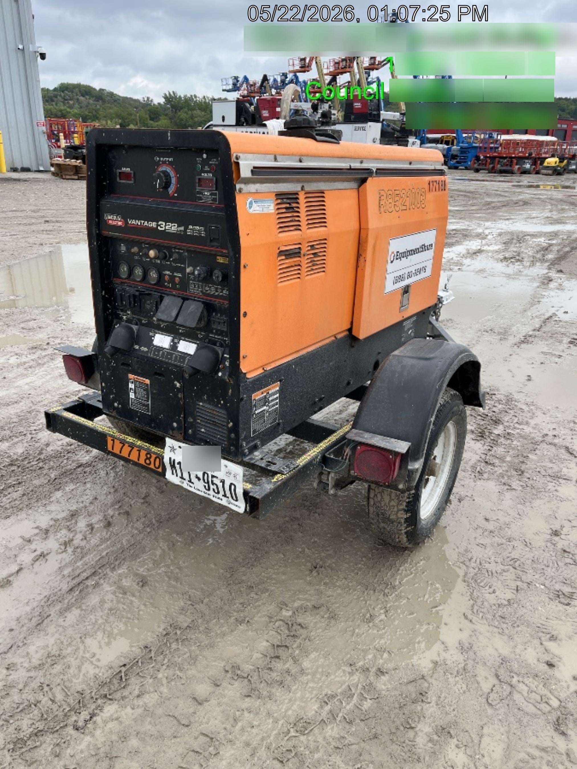2021 Lincoln Electric Vantage 322 Vantage 322 Ready Pak 3 w/ Decals, ORANGE (includes trailer, cable rack, fender light kit) NO Telematics