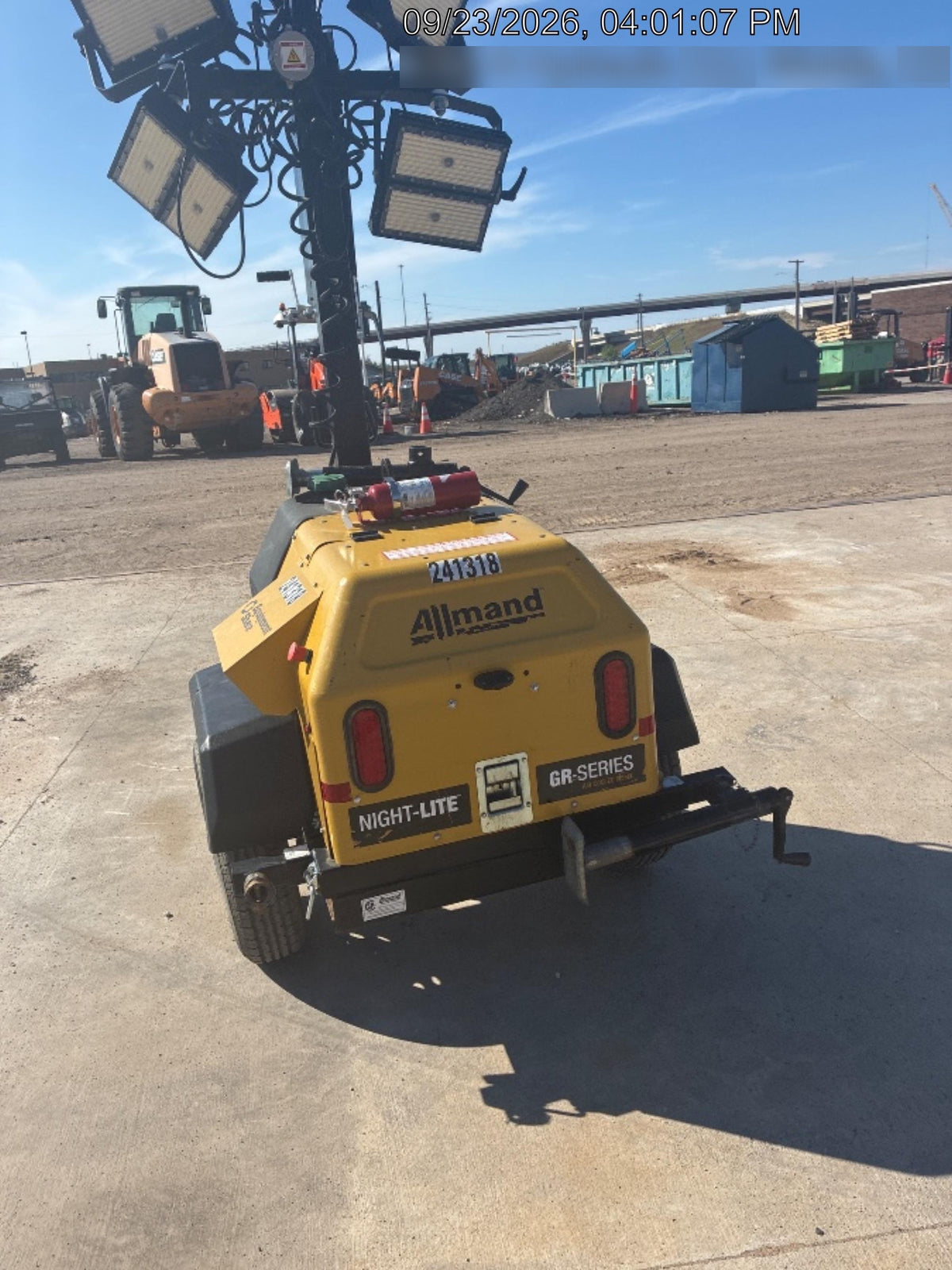 2022 Allmand NLV3GR (4) LED Light Fixture 350W, 23' Vertical Mast, 3kW Prime, Towable, Deep Sea L401, Leveling Jacks, Yanmar T4F 5.8hp
