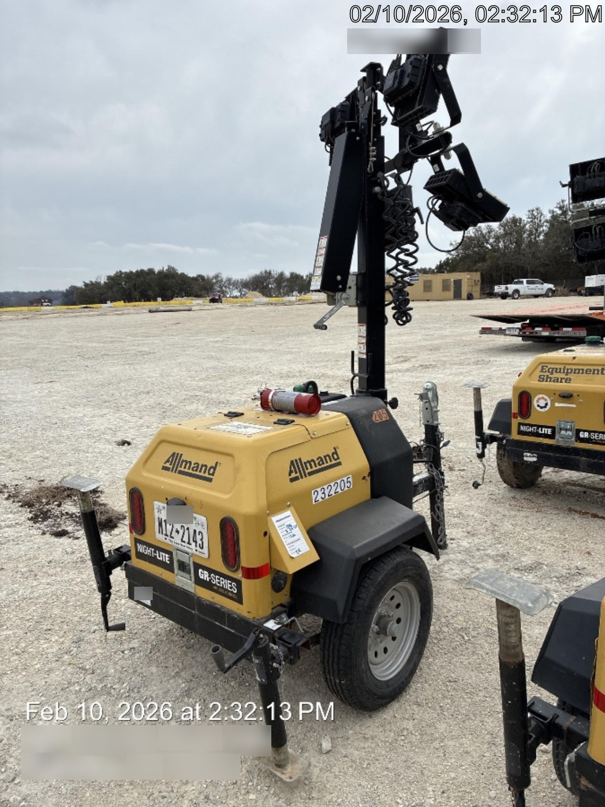 2022 Allmand NLV3GR (4) LED Light Fixture 350W, 23' Vertical Mast, 3kW Prime, Towable, Deep Sea L401, Leveling Jacks, Yanmar T4F 5.8hp