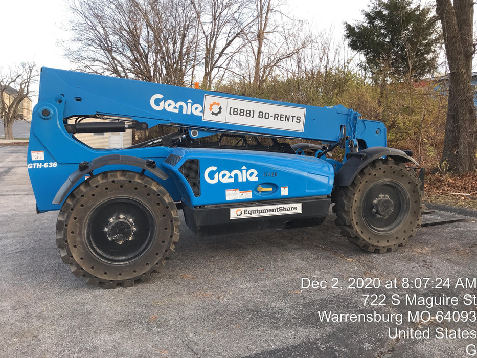2018 Genie GTH-636 Genie GTH-636 w/Open ROPS, Solid Tires, beacon/work lights, 48" carriage/forks