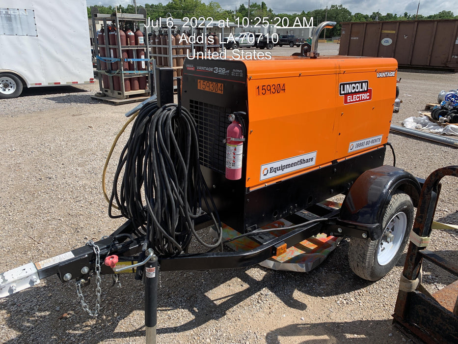 2021 Lincoln Electric Vantage 322 Vantage 322 Ready Pak 3 w/ Decals, ORANGE (includes trailer, cable rack, fender light kit) NO Telematics