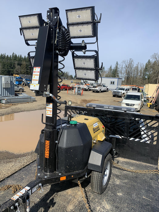 2022 Allmand NLV3GR (4) LED Light Fixture 350W, 23' Vertical Mast, 3kW Prime, Towable, Deep Sea L401, Leveling Jacks, Yanmar T4F 5.8hp