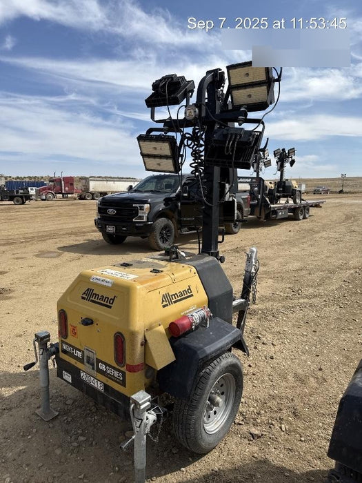 2022 Allmand NLV3GR (4) LED Light Fixture 350W, 23' Vertical Mast, 3kW Prime, Towable, Deep Sea L401, Leveling Jacks, Yanmar T4F 5.8hp