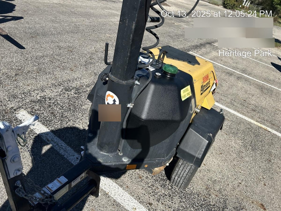 2022 Allmand NLV3GR (4) LED Light Fixture 350W, 23' Vertical Mast, 3kW Prime, Towable, Deep Sea L401, Leveling Jacks, Yanmar T4F 5.8hp