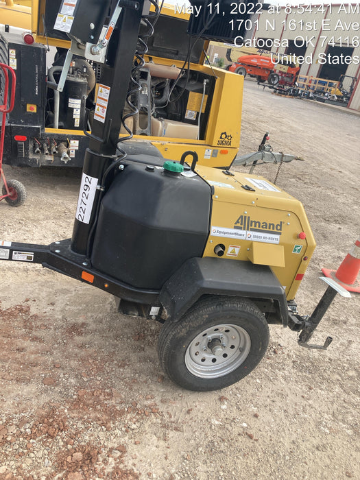 2022 Allmand NLV3GR (4) LED Light Fixture 350W, 23' Vertical Mast, 3kW Prime, Towable, Deep Sea L401, Leveling Jacks, Yanmar T4F 5.8hp