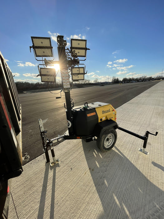 2022 Allmand NLV3GR (4) LED Light Fixture 350W, 23' Vertical Mast, 3kW Prime, Towable, ES Decals, T3